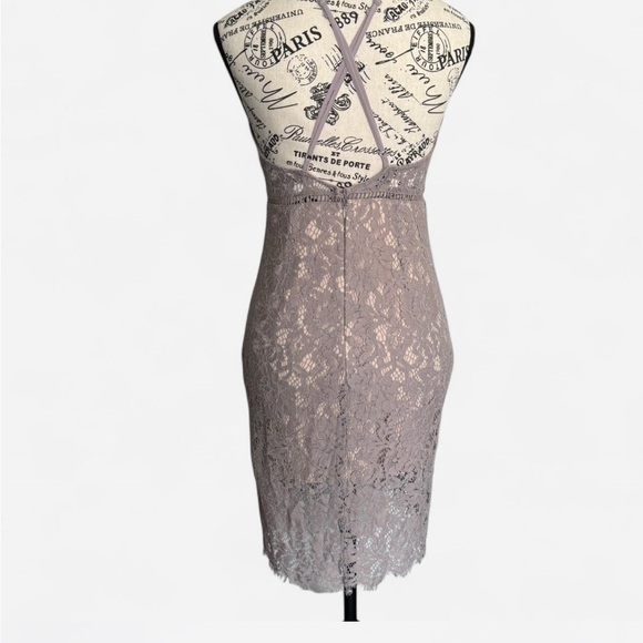 Ark & Co by Anthropologie Lace Halter Dress in Taupe - Picture 2 of 2